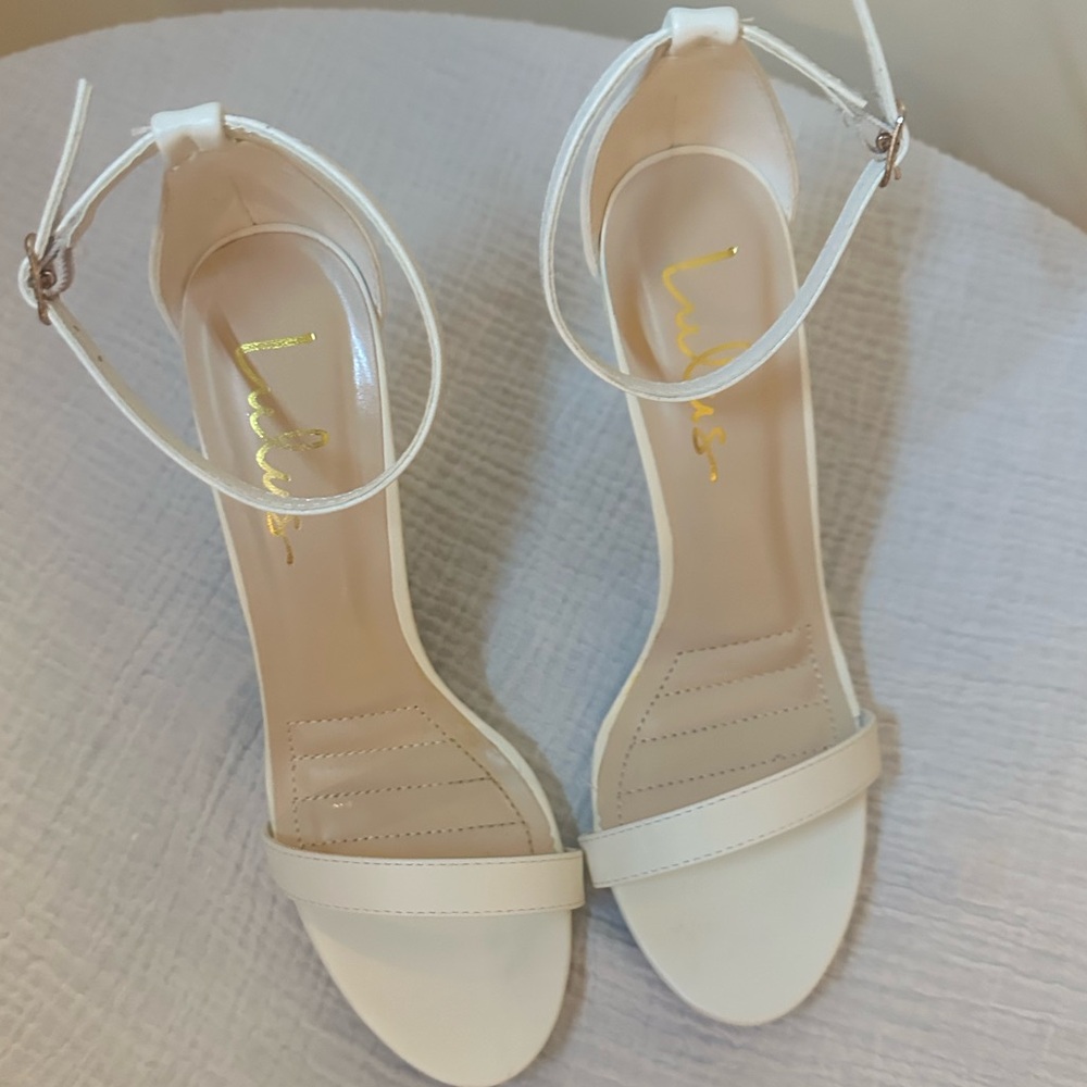 Lulu's Elegant White Ankle Strap Stiletto - Picture 4 of 8